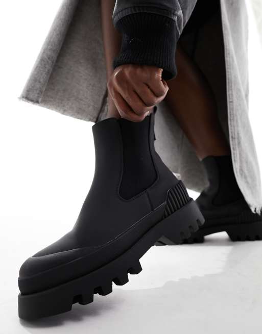 ONLY – Svarta, vattentäta boots med grova platåsulor , 4 av 4