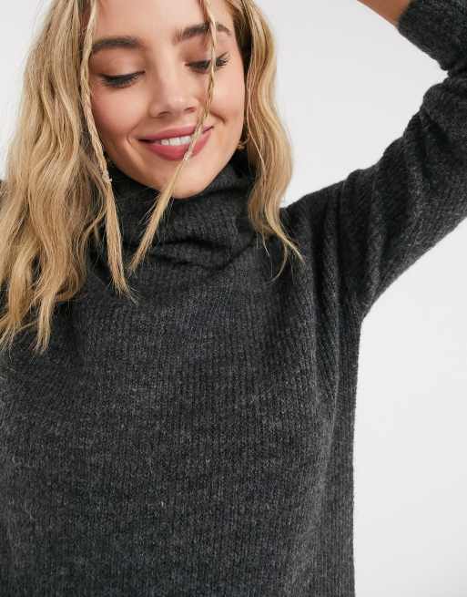 Pull col roule discount gris