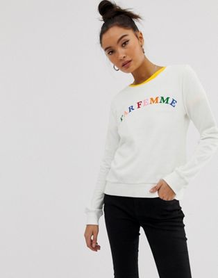 Only - Sweater van organisch katoen met slogan-Multi