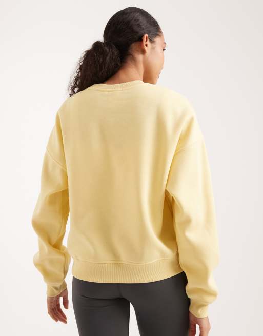 ONLY – Sweatshirt in Gelb mit überschnittenen Schultern und Rundhalsausschnitt, 3 von 4