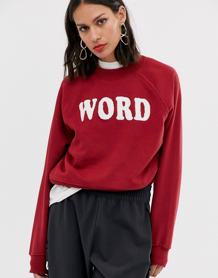 Only - sweatshirt med word-slogan-Rød