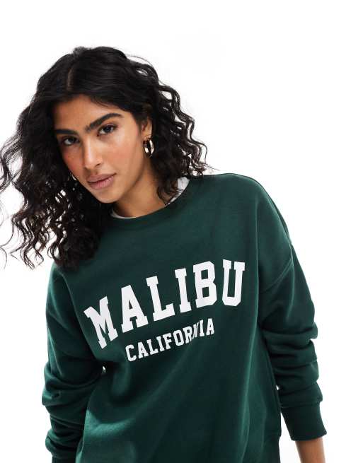 ONLY - Sweatshirt met ronde hals en Malibu-print in donkergroen, 4 van 4