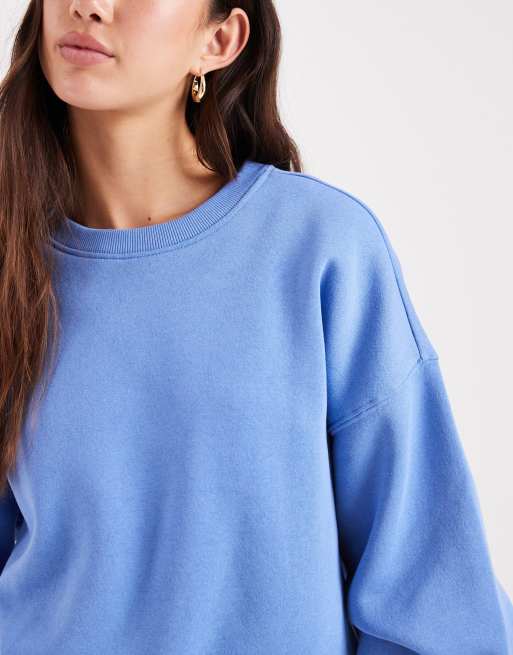 ONLY - Sweatshirt met verlaagde schouders en ronde hals in blauw, 3 van 4
