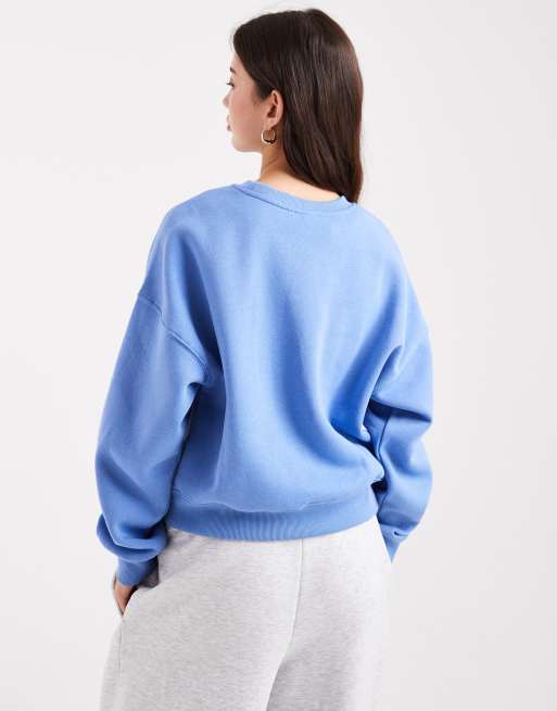 ONLY - Sweatshirt met verlaagde schouders en ronde hals in blauw, 4 van 4