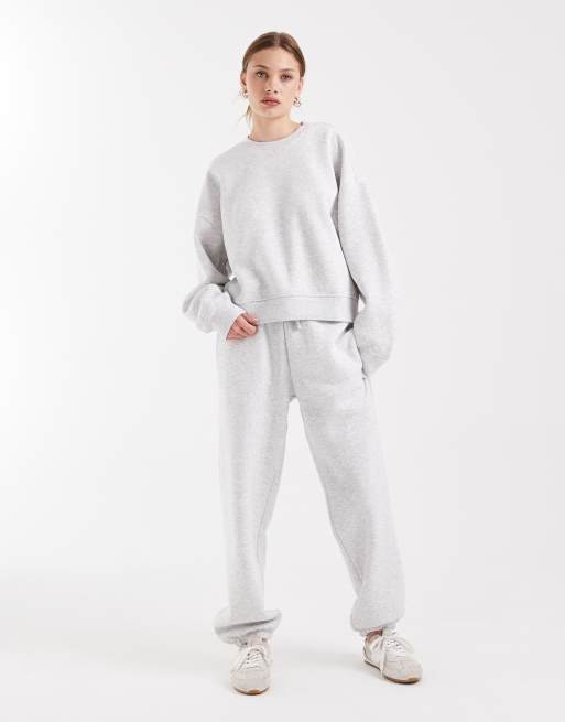 ONLY - Sweatshirt met verlaagde schouders en ronde hals in grijs, deel van co-ord set, 2 van 4