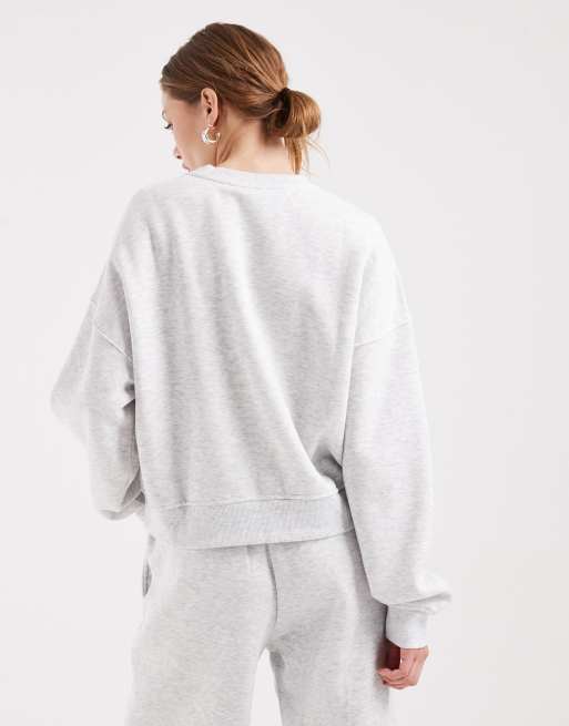 ONLY - Sweatshirt met verlaagde schouders en ronde hals in grijs, deel van co-ord set, 4 van 4
