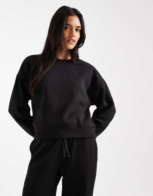 ONLY - Sweatshirt met verlaagde schouders en ronde hals in zwart, deel van co-ord set