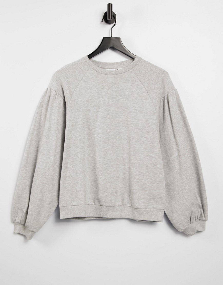Only sweatshirt with volume sleeves in gray-Grey