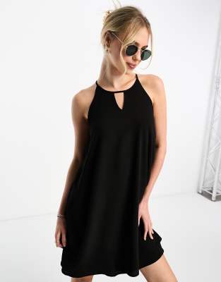 Only swing mini dress with keyhole detail in black | ASOS