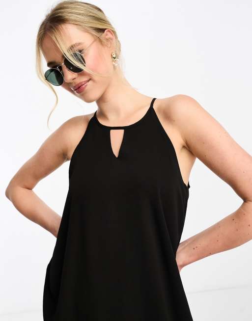 Only swing mini dress with keyhole detail in black