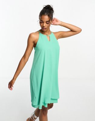 Only swing mini dress with keyhole detail in marine green - ASOS Price Checker
