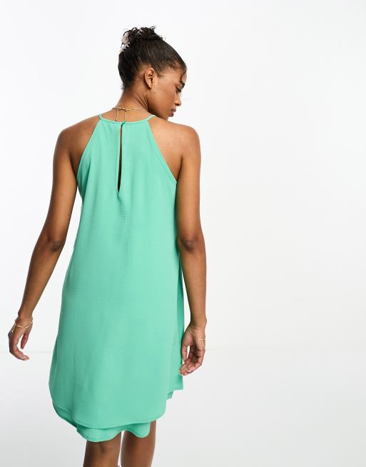 green emerald velvet dress Elegant Mint Green Spaghetti Straps Tulle Swing Dress Teal Lenght Cock –  Siaoryne main image 1