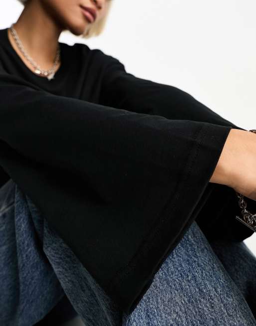 Only - T-shirt a maniche lunghe oversize nera , 4 di 4
