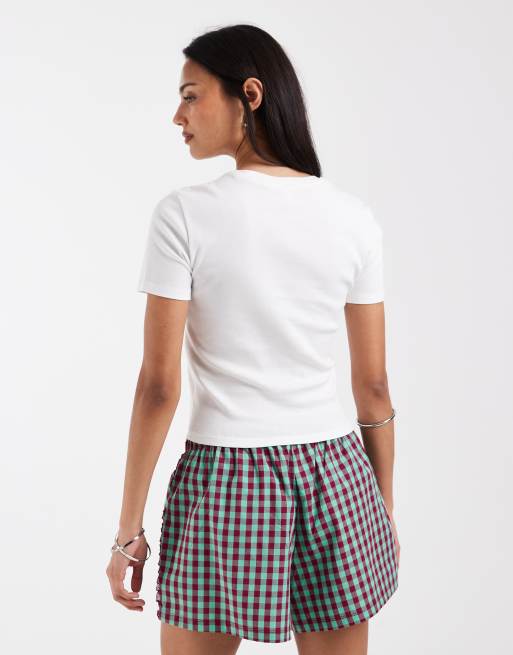 Only - T-shirt bianca con stampa di fiori di ibisco, 4 di 4