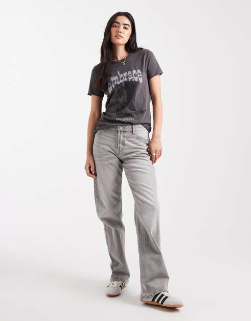 ONLY - T-shirt grigia con stampa di stivali stile cowboy, 3 di 4