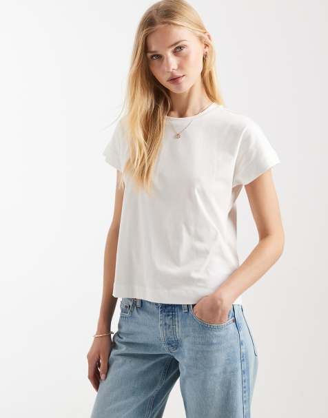 ONLY – T-Shirt in Weiß mit Flügelärmeln - view 1