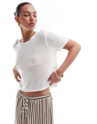 T-shirt léger en maille ajourée - Blanc 38