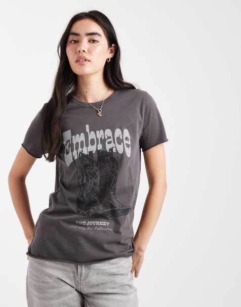 ONLY - T-shirt met cowboylaarzenprint in grijs - view 1