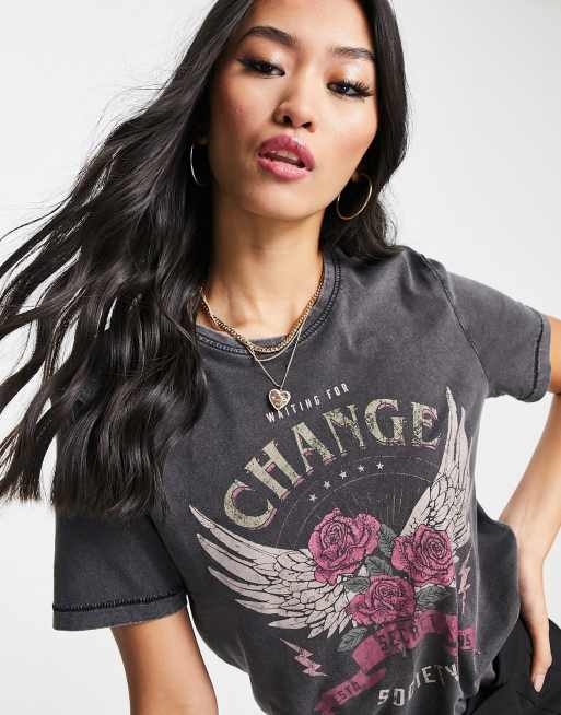 Only - T-shirt met grafische print in grijs