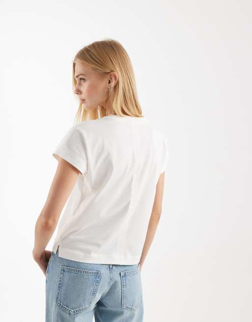 ONLY - T-shirt met kapmouwtjes in wit, 3 van 4