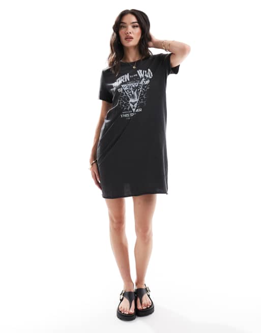 neptune mini dress black Neptune Edu Dress Longline T Shirt Black ONLY T-shirt Mini Dress With Born  To Be