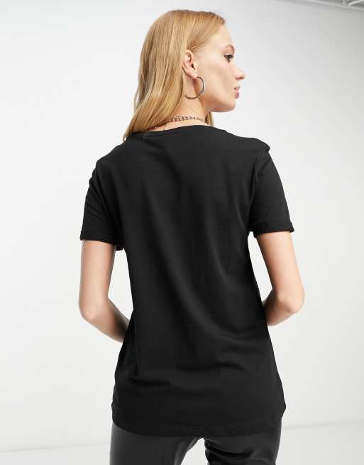 Only - T-shirt nera con stampa di cuore , 2 di 4
