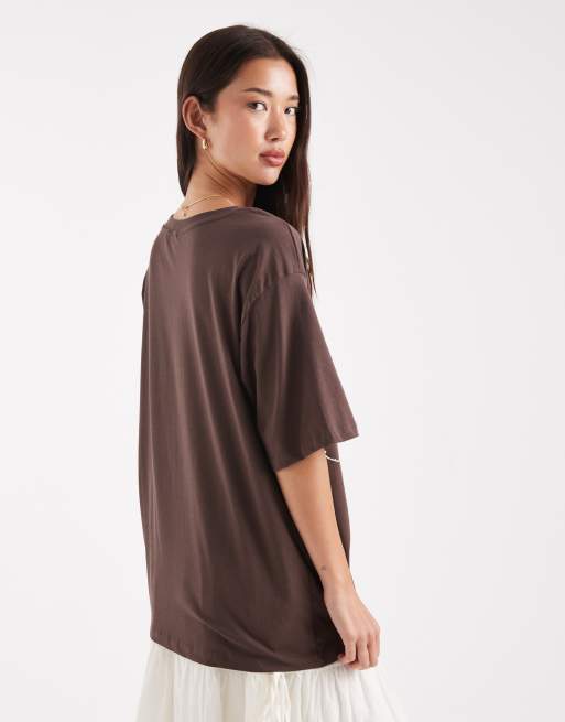ONLY - T-shirt oversize à imprimé hibiscus - Marron, 2 de 4