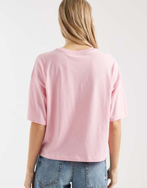 ONLY - T-shirt squadrata rosa con stampa di mela, 4 di 4
