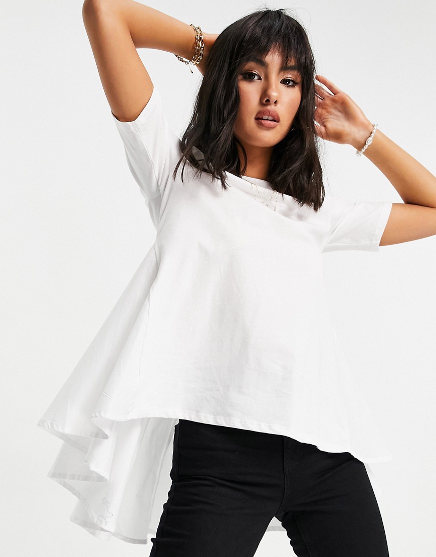 Only t-shirt with back pleated pephem in white