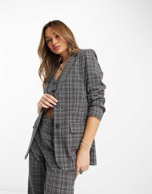 Ladies grey check blazer sale