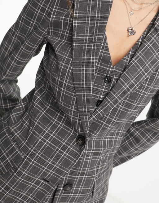Only tailored blazer in gray plaid - part of set, 3 of 4