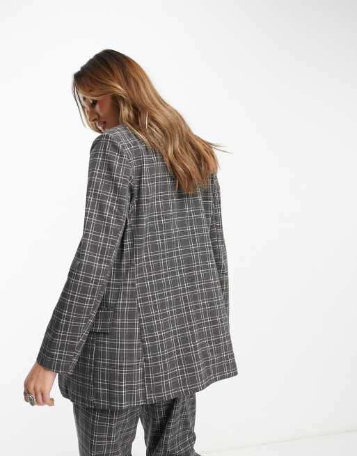 Only tailored blazer in grey check (part of a set), 2 of 4