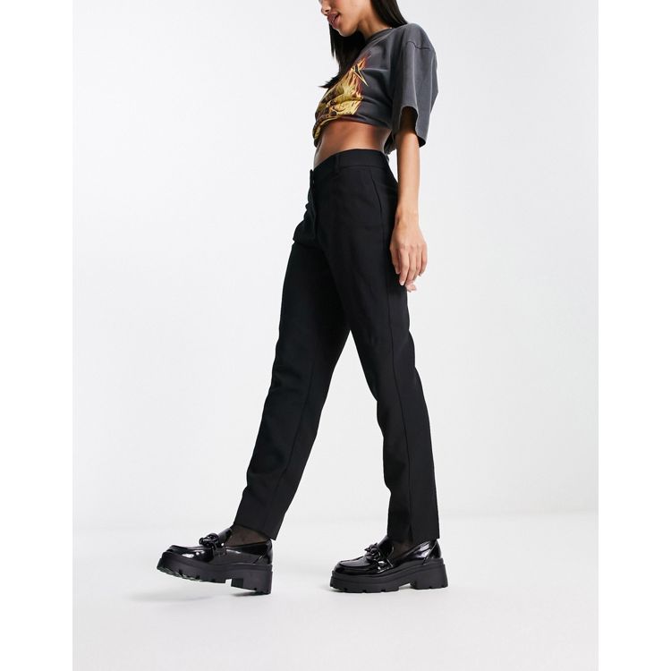 Topshop faux leather moto skinny fit pants with zip in black