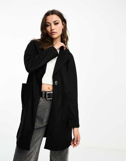 Black fitted clearance coat with hood