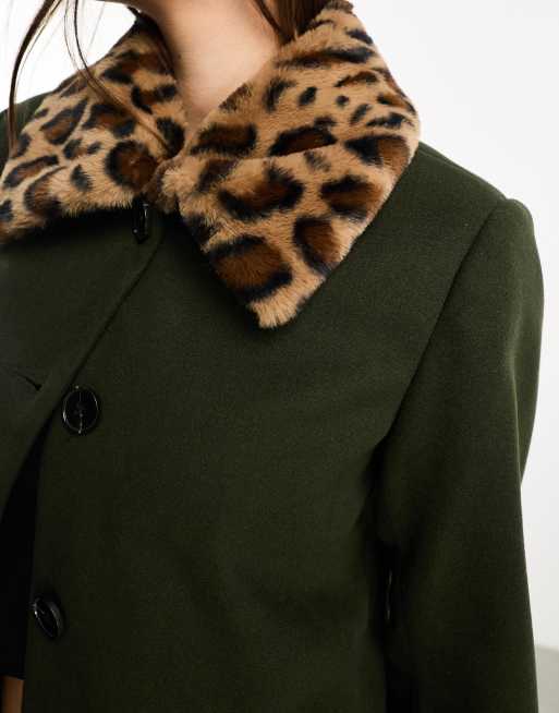 Green leopard cheap print jacket