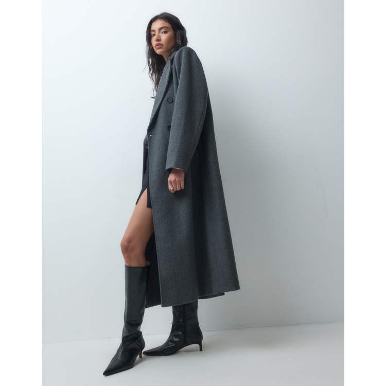 THEREDTHREAD S maxi tailored coat グレー ONLY tailored maxi coat in dark gray | ASOS