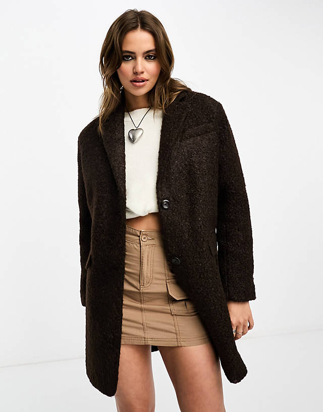 ONLY - tailored teddy blazer jacket in chocolate