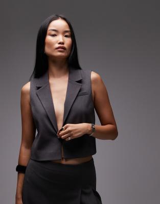 ONLY ONLY tailored waistcoat co-ord in charcoal-Grey