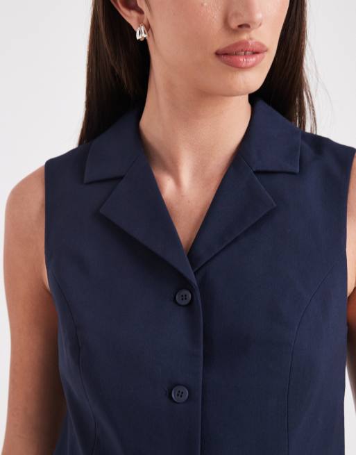 ONLY tailored waistcoat co-ord in navy, 3 of 4