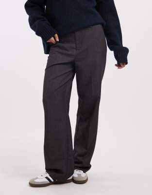 ONLY ONLY tailored wide leg trousers in dark grey