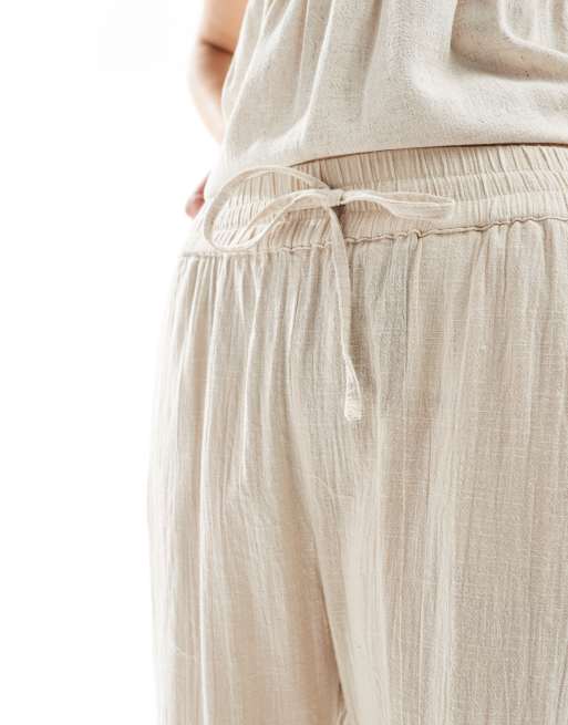 ONLY Tall – Beige byxor i linnestil med vida ben, 2 av 5