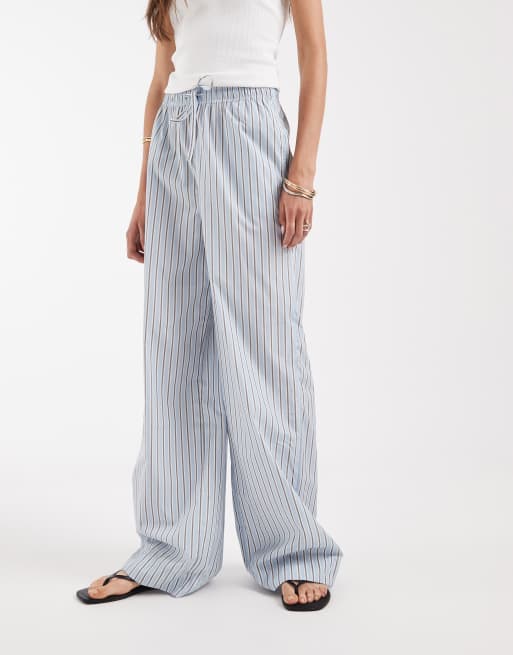 ONLY Tall - Blå bukser med striber og brede ben, 2 af 5