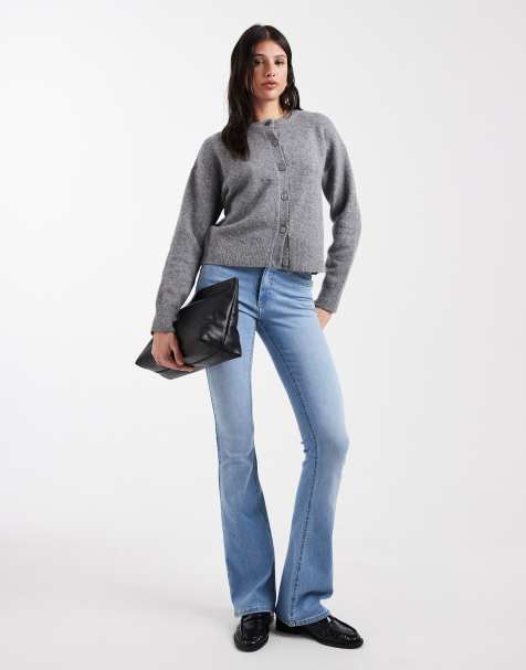 ONLY Tall Blush mid waist flared jeans in light blue