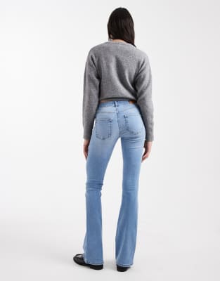 Only Tall Blush Mid Waist Flared Jeans In Gray