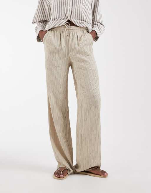 ONLY Tall - Broek met wijde pijpen en kreukeltextuur in stone, 3 van 5