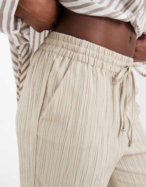 ONLY Tall - Broek met wijde pijpen en kreukeltextuur in stone, 4 van 5
