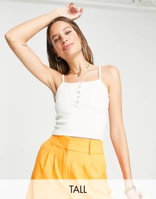 Only Tall button through cami top in cream - ASOS Price Checker