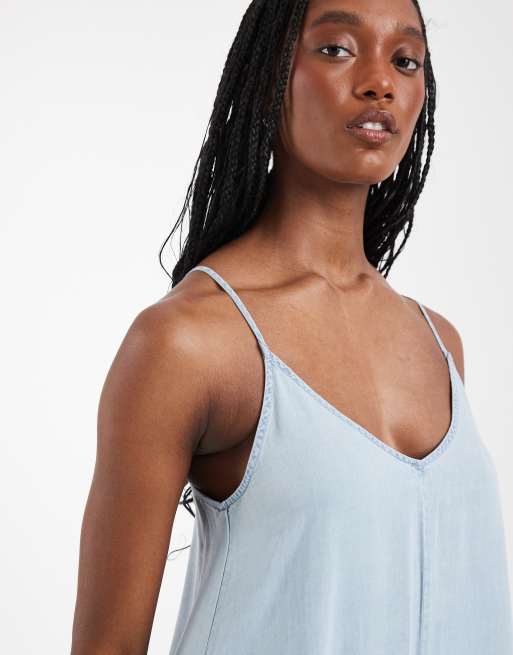 ONLY Tall chambray maxi dress in light blue | ASOS