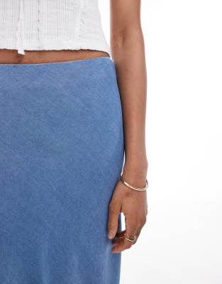 Only Tall Chambray Maxi Skirt In Blue