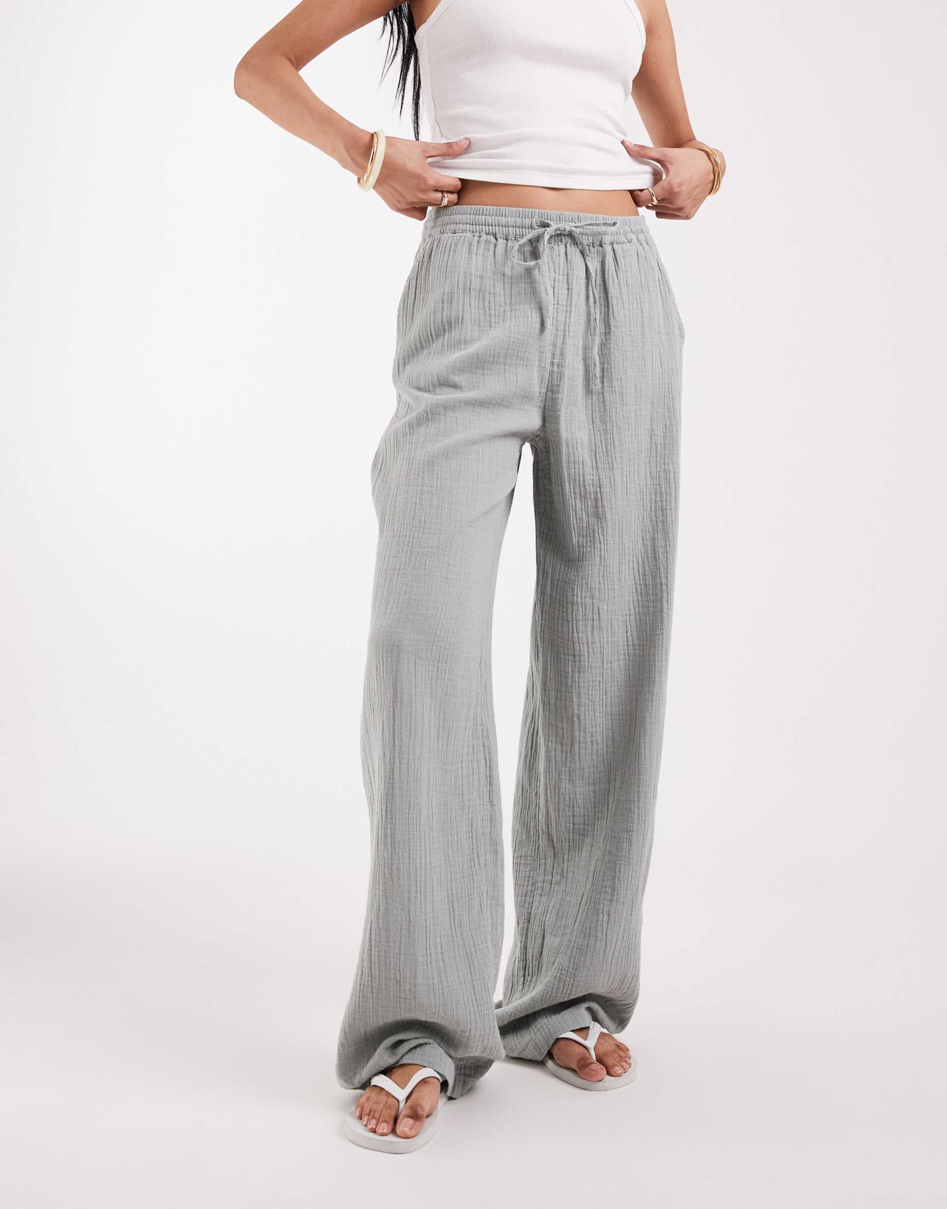 only tall cheesecloth wide leg pants in light sage